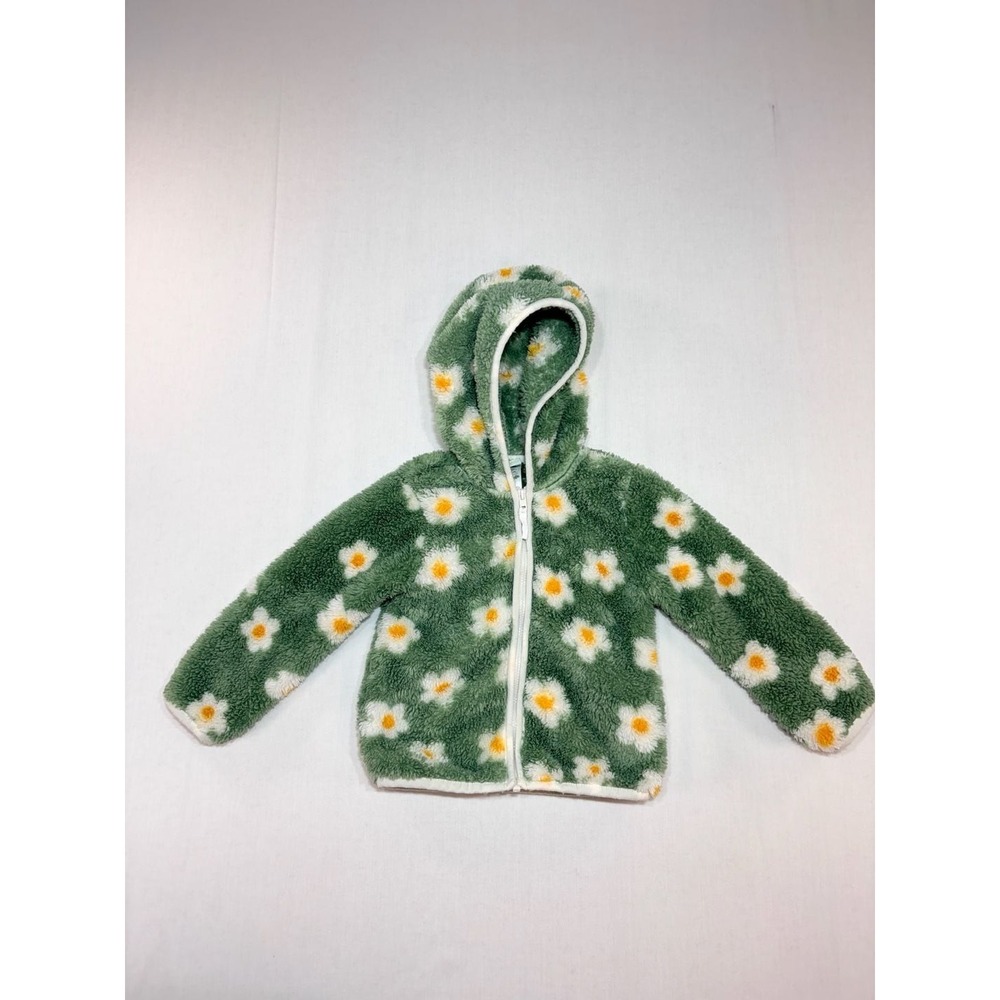 Little Me Baby Girls Green Daisy Fleece Zip Up Hoodie Jacket 24M